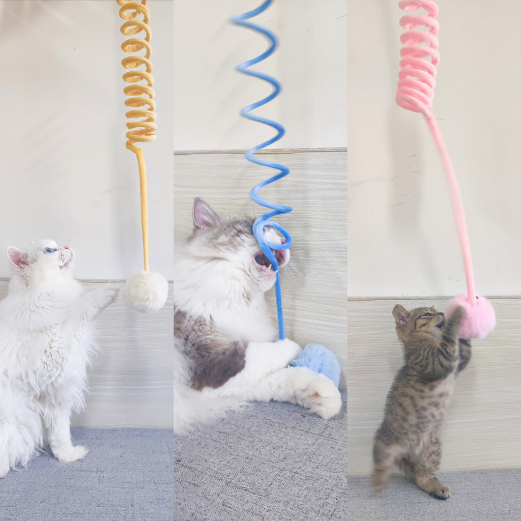 Juguete Interactivo para Gatos – Resorte con Ventosa y Pelota de Pelo