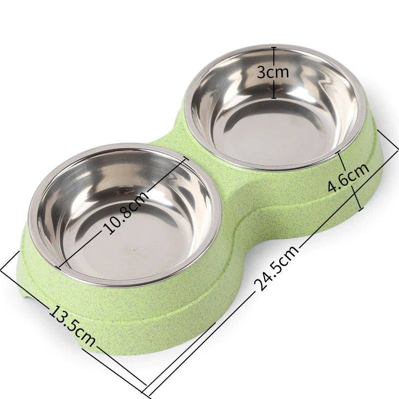 Comedero y Bebedero Doble para Mascotas – Acero Inoxidable, 3 Colores