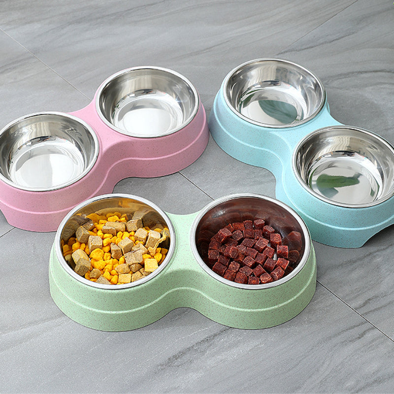 Comedero y Bebedero Doble para Mascotas – Acero Inoxidable, 3 Colores