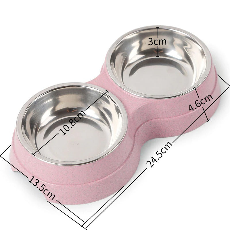 Comedero y Bebedero Doble para Mascotas – Acero Inoxidable, 3 Colores