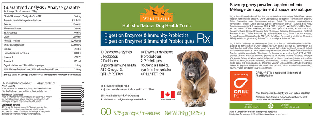 WellyTails Probióticos y Enzimas Digestivas para Perros – Fórmula Avanzada