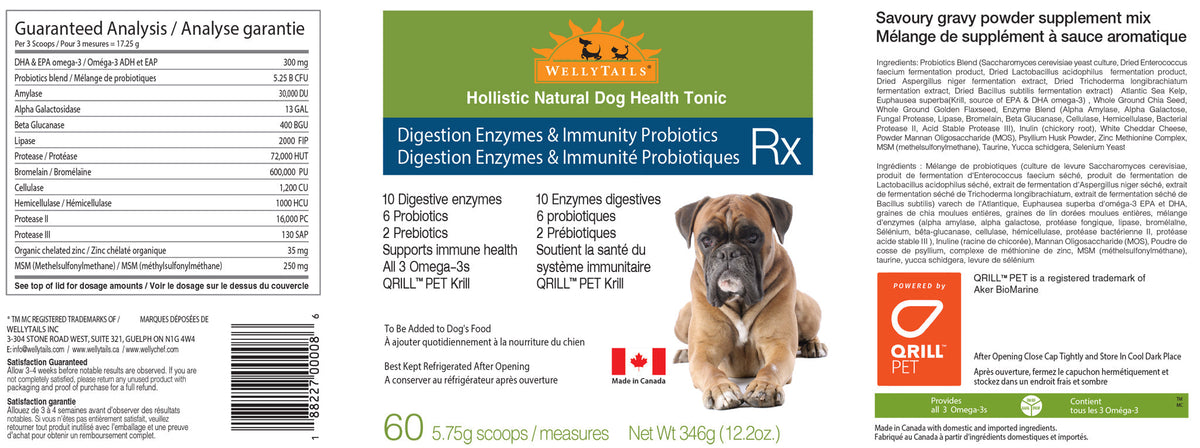 WellyTails Probióticos y Enzimas Digestivas para Perros – Fórmula Avanzada
