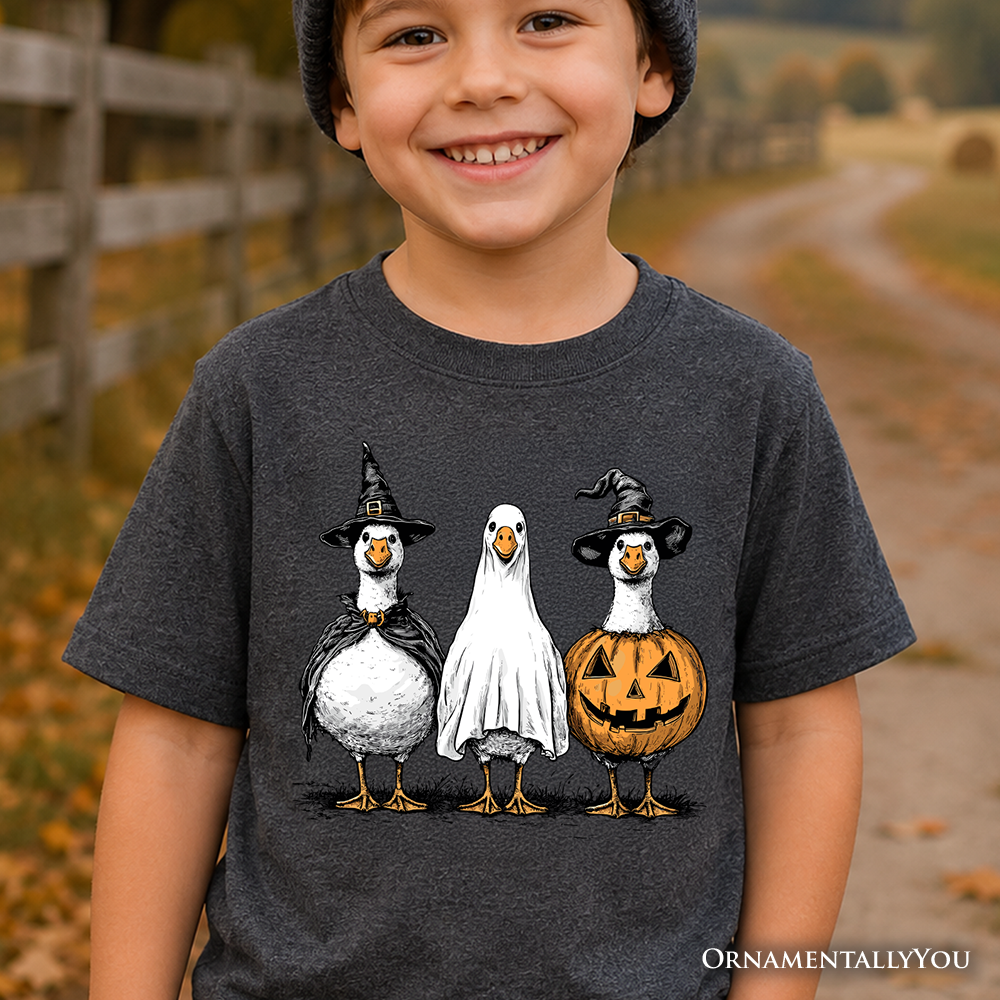 Kids' Halloween Goose T-Shirt – OEKO-TEX® Certified 100% US Cotton | Camiseta Halloween Niño Algodón Certificado