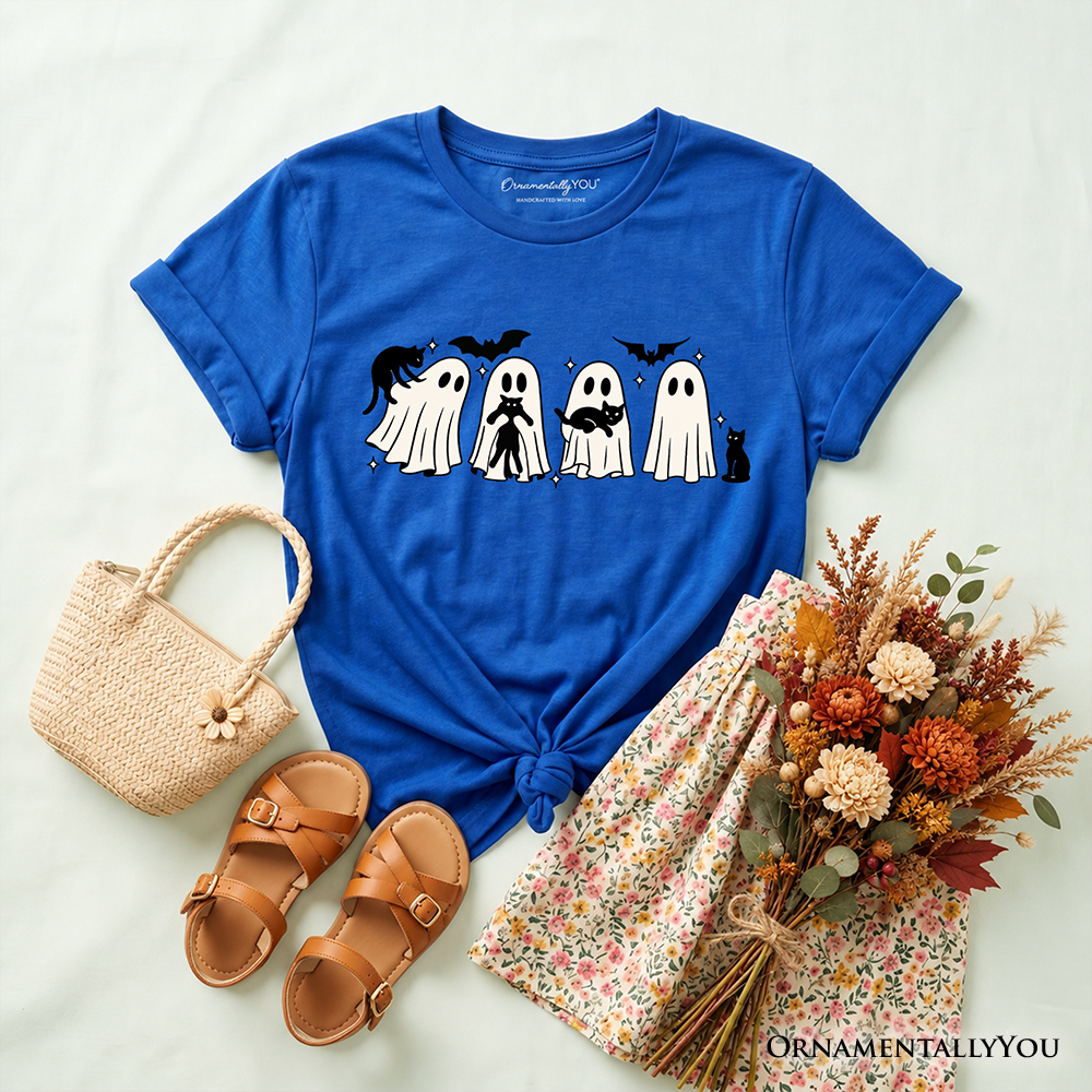 Kids' Halloween Ghosts & Cats T-Shirt – Spooky Whimsical Tee for Boys & Girls | Camiseta Halloween Niño Fantasmas y Gatos