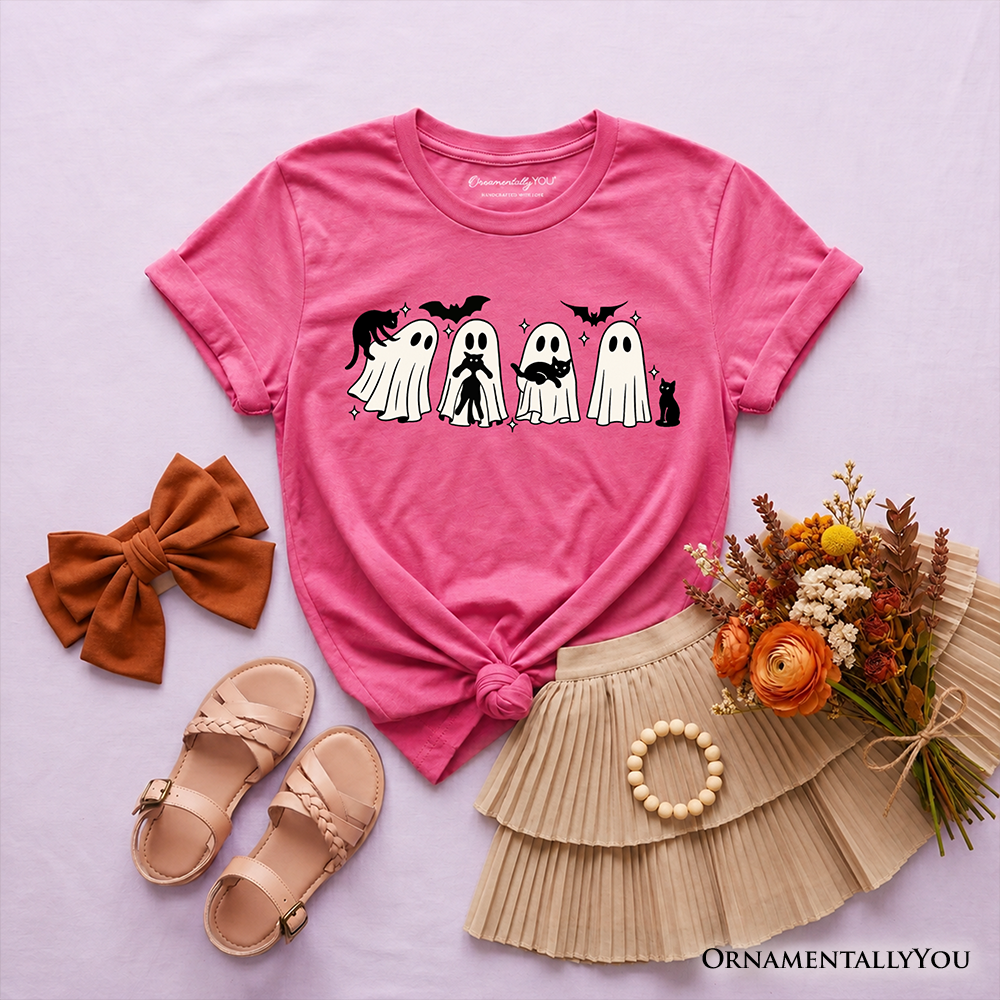 Kids' Halloween Ghosts & Cats T-Shirt – Spooky Whimsical Tee for Boys & Girls | Camiseta Halloween Niño Fantasmas y Gatos