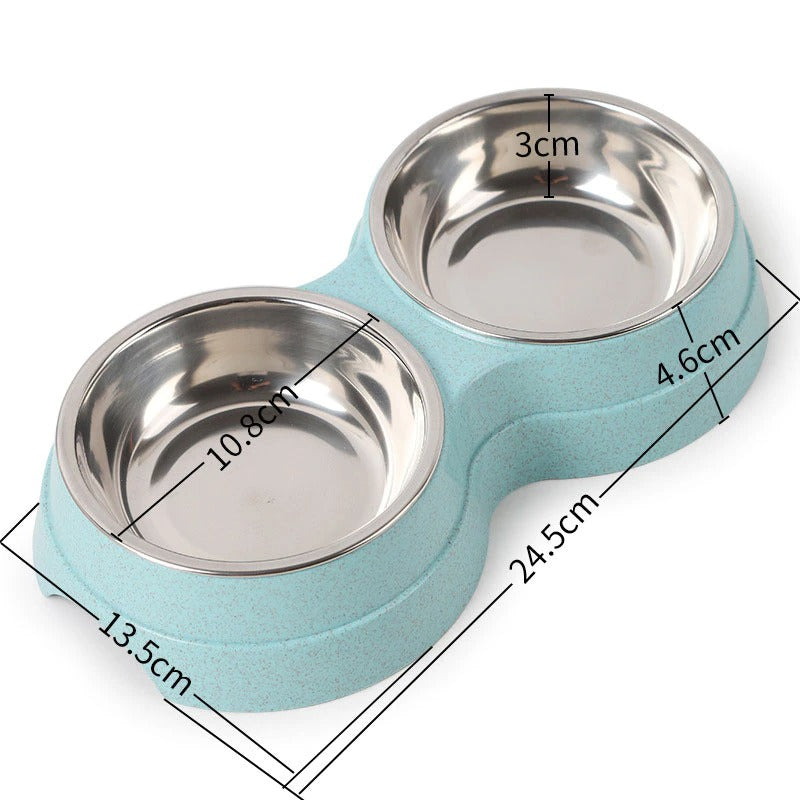 Comedero y Bebedero Doble para Mascotas – Acero Inoxidable, 3 Colores